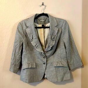 White House Black Market 3/4 Sleeve Ruffle Blazer 12